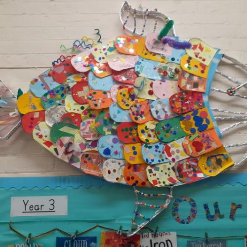 Year one Rainbow fish has a new lease of life! Thanks year one, it looks lovely.